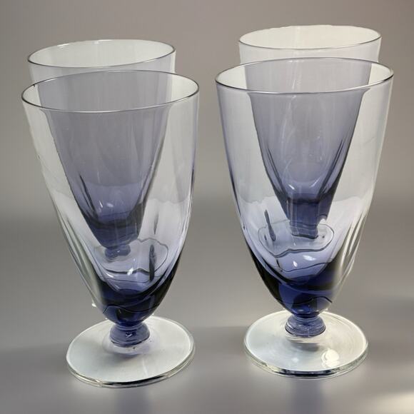Imperial Glass Ohio SVELTE PURPLE Pinch Design Footed Tumblers Set 4 1950’s VTG - Picture 2 of 7